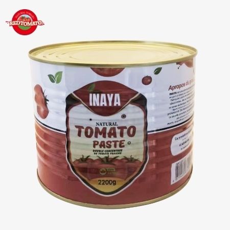 INAYA Pasta de tomate enlatada de 2200g con tapa dura para abrir, concentrada a Brix 28–30% Disponible con servicios de diseño de empaque.