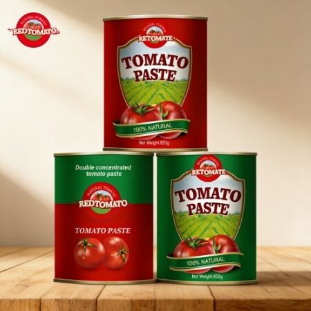 850g Doble Concentrado de Pasta de Tomate en Latas Convenientes de Fácil Apertura con Certificación ISO, HACCP, BRC, FDA