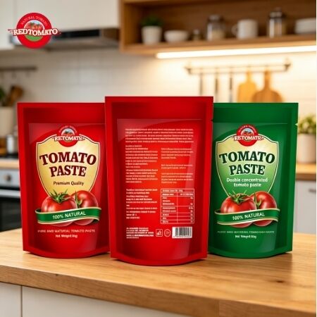 80 g de pasta de tomate en bolsita triple concentrada con certificación ISO, HACCP, BRC, FDA para un uso conveniente