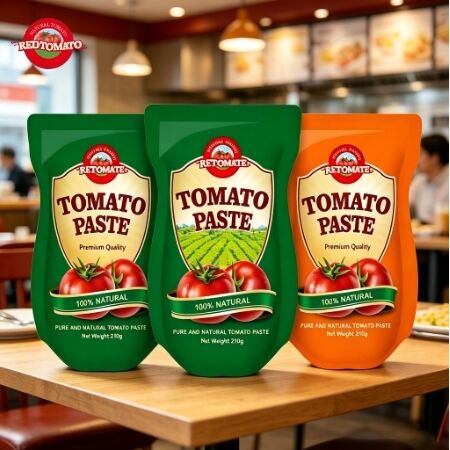 210 g de pasta de tomate en bolsita con concentración triple y certificación ISO HACCP BRC FDA