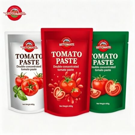 400g de pasta de tomate en bolsas de pie conveniente y 30%-100% pura para cocinar versátil