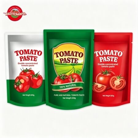 Pasta de tomate doble concentrado en bolsas de 500 g para uso conveniente