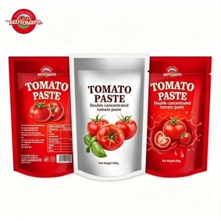 Pasta de tomate doble concentrado en bolsas de pie 500 g para uso conveniente