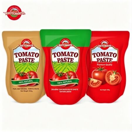 1100 g de pasta de tomate en bolsita con concentración triple y normas ISO HACCP BRC