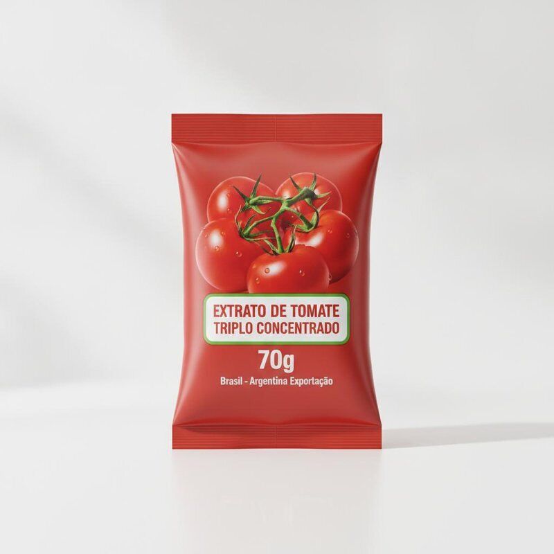 70 g de pasta de tomate rojo triple concentrado en bolsita de pie Brasil Argentina Embalaje para exportación al por menor