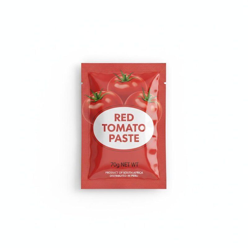 70g OEM de etiqueta privada Red Tomato Paste Sachet Marca personalizada Sudáfrica Perú Distribución al por menor