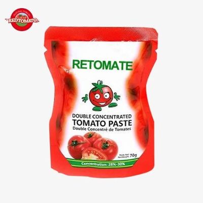 Fábrica china de alta calidad pasta de tomate conveniente en bolsita de pie 50g doble concentrado