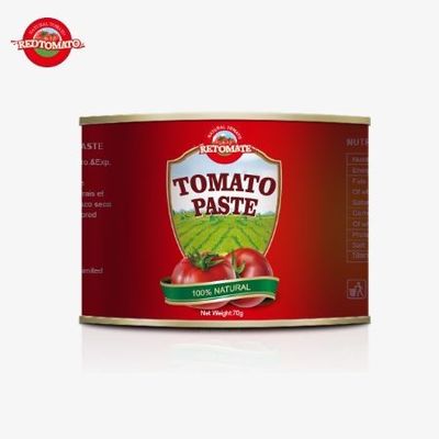 Convenientemente empaquetado 70 gramos enlatado de pasta de tomate dulce y agrio amigable para el usuario