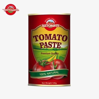 140 g de pasta de tomate enlatada con una innovadora tapa fácil de abrir de acuerdo con las normas HACCP