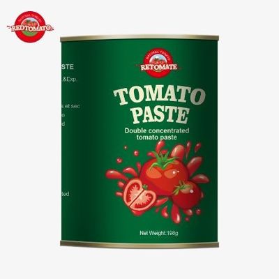Los 198 gramos de pasta de tomate enlatada cumplen con los estándares ISO HACCP y BRC, así como con los estándares de producción de la FDA.