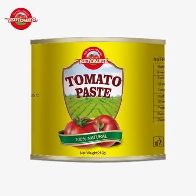 La pasta de tomate enlatada de 210 gramos que ofrecemos cumple con las normas alimentarias ISO HACCP y BRC de la FDA.