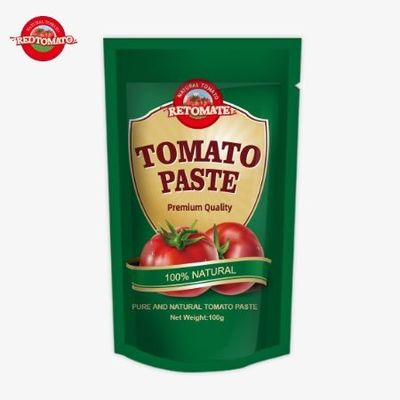 OEM Bolsa de 100 g de pasta de tomate doble concentrado con una pureza que oscila entre el 30% y el 100%