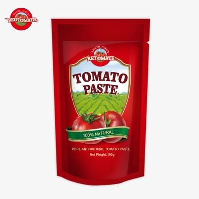 Buena calidad China fábrica 100g en la pasta de tomate de bolsillo de pie