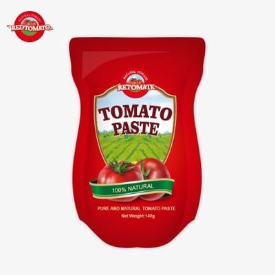 Saco de 140 g de pasta de tomate agrio y dulce, con una pureza que oscila entre el 22% y el 30%