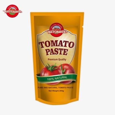 Certificación de la FDA para 200 g de pasta de tomate triple concentrado en bolsas de pie