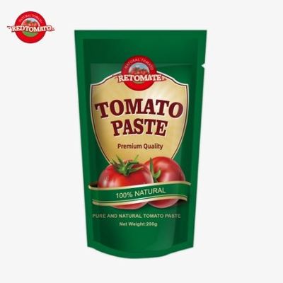 200 g de pasta de tomate doble concentrado en bolsas de pie con certificación de la FDA