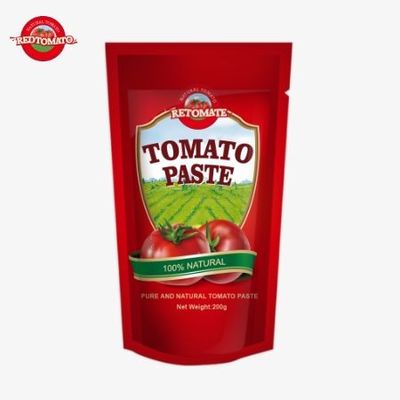 La bolsa de pasta de tomate de 200 gramos cumple con las normas ISO HACCP y BRC para garantizar el cumplimiento de los precios de fábrica