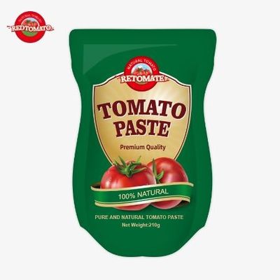 La producción de pasta de tomate en bolsas de 210 gramos cumple con las normas de fabricación ISO HACCP BRC y FDA