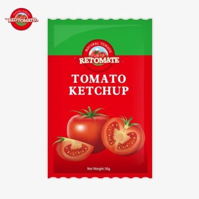 Sachet de ketchup de tomate OEM de 36 g con sabor natural puro, que cumple con las normas ISO HACCP y FDA