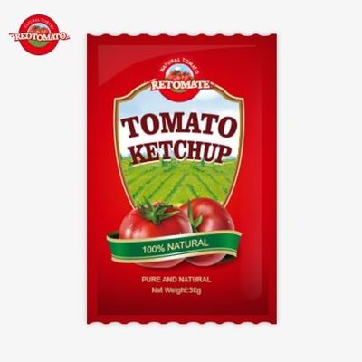 Sachet de ketchup de tomate OEM de 36 gramos con precio de fábrica de China natural puro