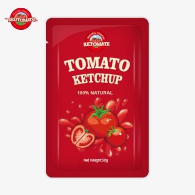 Distribución global de bolsas de ketchup personalizadas de 50 g para alta calidad y certificadas por ISO HACCP y FDA