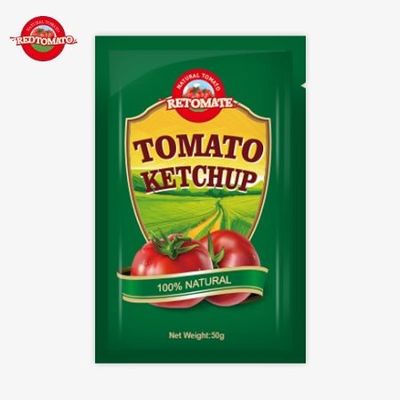 Bolsas de ketchup de 50 gramos de China, certificadas por ISO, HACCP y FDA, disponibles a precios de fábrica
