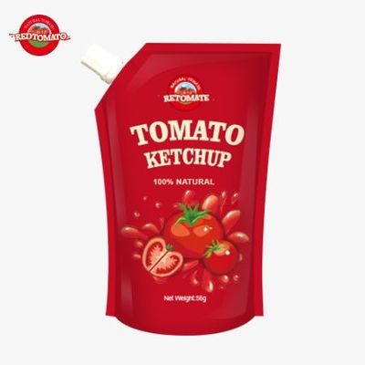 Certificado ISO 56g Sachet Ketchup sabor natural puro cumple con las normas internacionales de producción