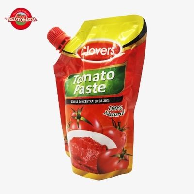 Clavos 340g Bolsa con boquilla vertical Pasta de tomate doble concentrado Brix 28–30% Personalizable Con La Misma Calidad