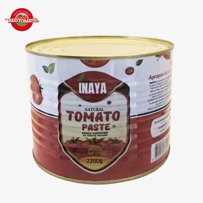 INAYA Pasta de tomate enlatada de 2200g con tapa dura para abrir, concentrada a Brix 28–30% Disponible con servicios de diseño de empaque.
