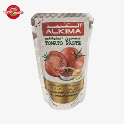 ALKIMA  Sobre de 70g de Pasta de Tomate Stand Up 28–30% Brix: Marca Retomate O OEM Personalizable