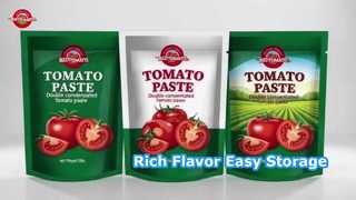 Pasta de tomate de suministro de fábrica, 500 g, bolsita de pie, paquete conveniente, sabor rico